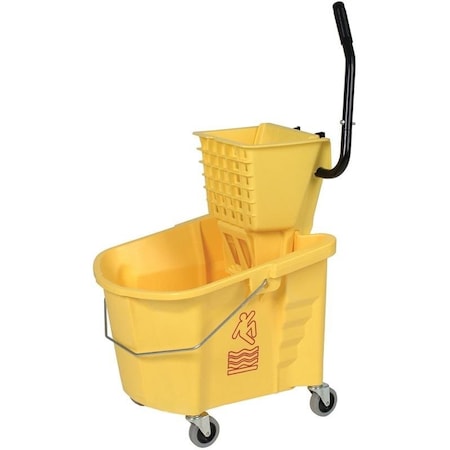 Continental Commercial Products Splash Guard 335-312YW Mop Bucket Combo, 35 qt Capacity, Plastic Bucket/Pail, Plastic Wringer 335-312YW